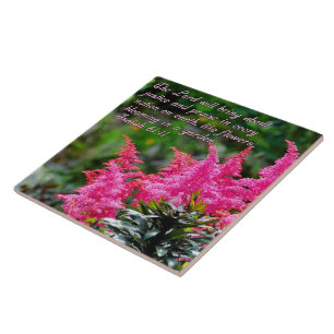 Isaiah 61:11 Pink Floral Ceramic Tile