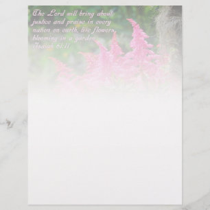 Isaiah 61:11 Pink Floral Inspirational Custom Letterhead