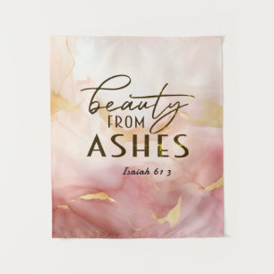 Isaiah 61 3 Beauty from Ashes Bible Verse Pink Tapestry