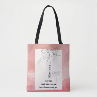 Isaiah 61:3 Floral Faith Tote Bag
