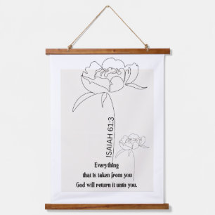 Isaiah 61:3 Floral Line Art Print – "God Restores" Hanging Tapestry