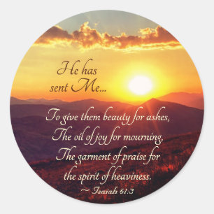 Isaiah 61:3 The Garment of Praise, Bible Verse Classic Round Sticker