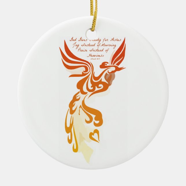 Isaiah 61 Phoenix Ceramic Circle Ornament (Front)