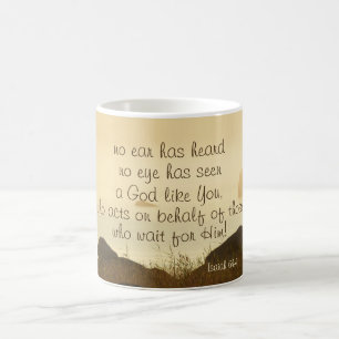 Isaiah 64:4 Bible Verse Beautiful Ocean Shorline Coffee Mug
