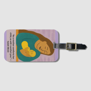 Isaiah 66:13 Comforting Mother and Baby Postcard Luggage Tag