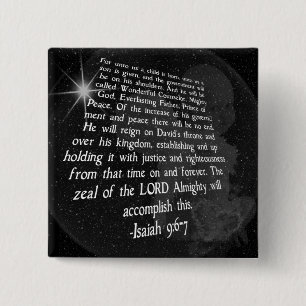 Isaiah 9:6-7 Unto Us a Child is Born - Jesus 15 Cm Square Badge