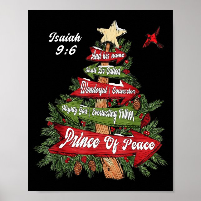 Isaiah 9_6 And He Will Be Called Jesus Xmas Tree C Poster (Front)