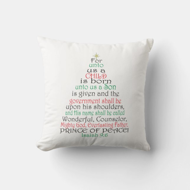 Isaiah 9:6 Christmas Scripture Pillow (Front)