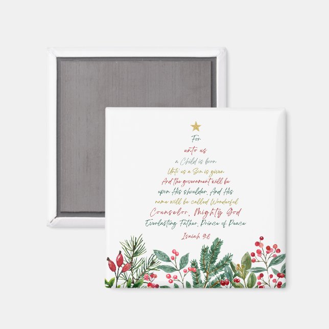 Isaiah 9:6 For Unto Us A Child is Born Christmas Magnet (Front/Back)