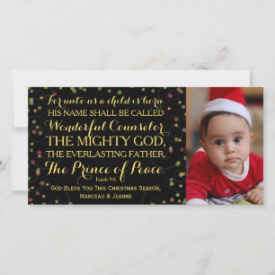 Isaiah 9:6 For Unto Us A Child Is Born Holiday Card