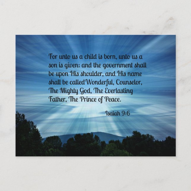 Isaiah 9:6 For unto us a child is born... Postcard (Front)