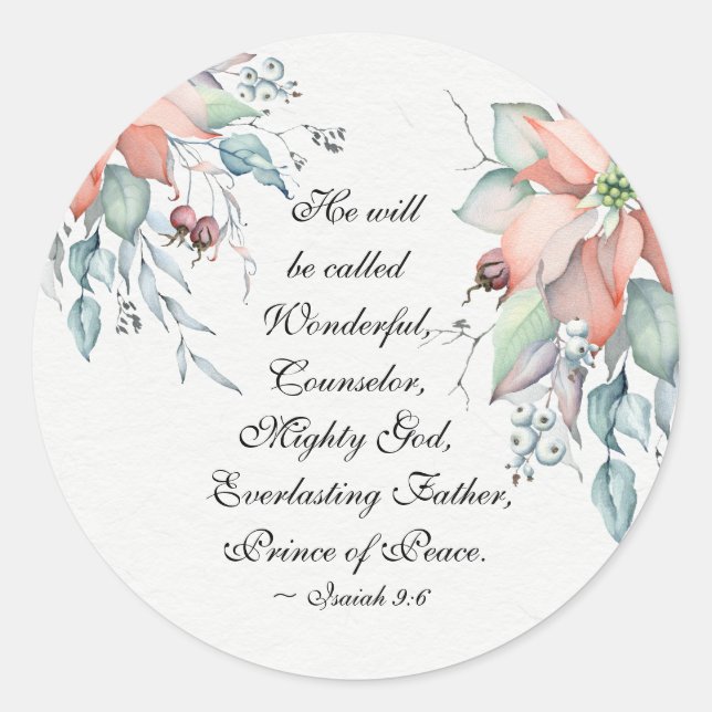 Isaiah 9:6 He will be called Wonderful...Christmas Classic Round Sticker (Front)