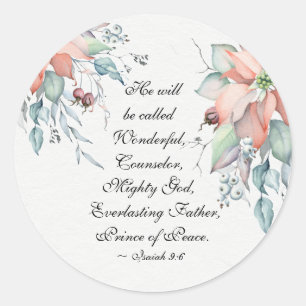 Isaiah 9:6 He will be called Wonderful...Christmas Classic Round Sticker