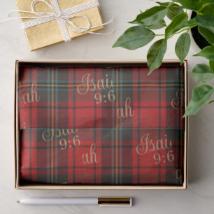 Isaiah 9:6 Lux Red Tartan Christmas Classic Plaid Tissue Paper