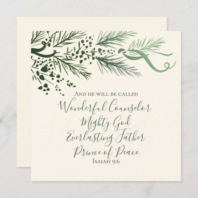 Isaiah 9:6 Prince of Peace Pine Custom Christmas Holiday Card (Front/Back)