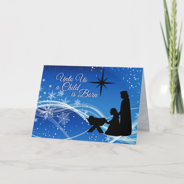Isaiah 9:6 "Unto us a Child" Christmas Nativity Holiday Card (Front)
