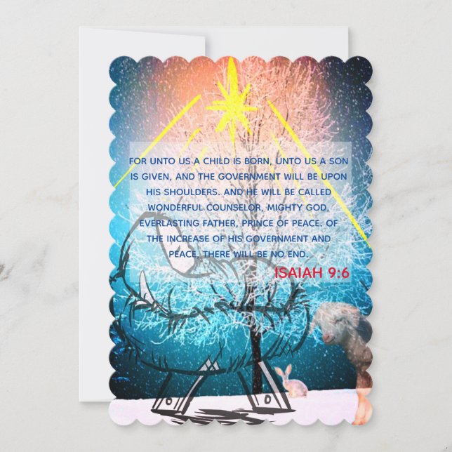 Isaiah 9:6 Unto Us A Child Is Born Christmas Holiday Card (Front)