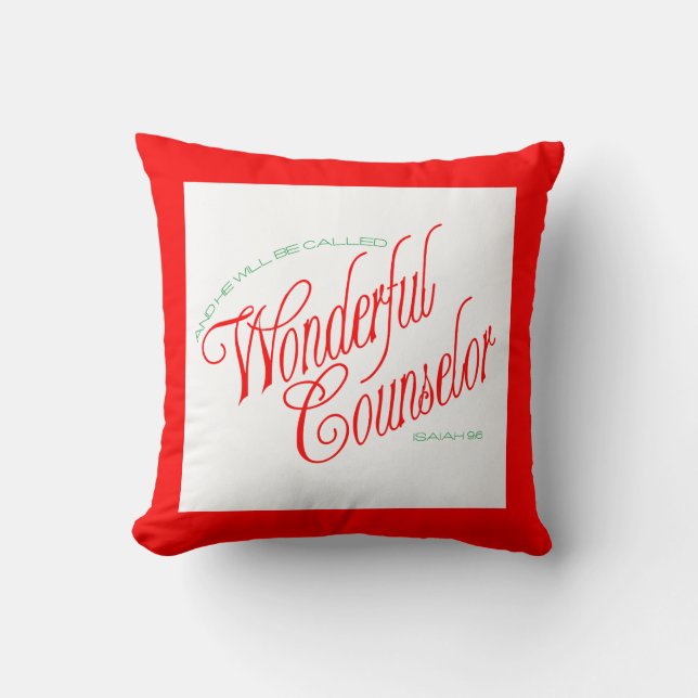 Isaiah 9:6 Wonderful Counsellor Scripture Pillow (Front)