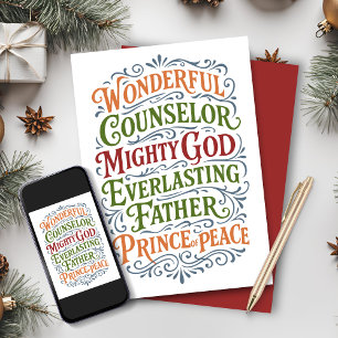 Isaiah 9 Colorful Christmas Bible Verse Holiday Card