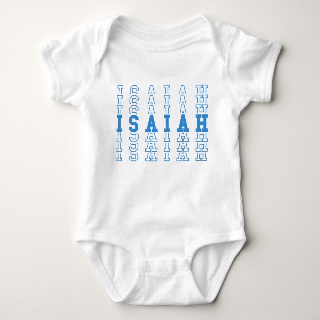 Isaiah Blue Personalised Repeat Name Baby Bodysuit (Front)