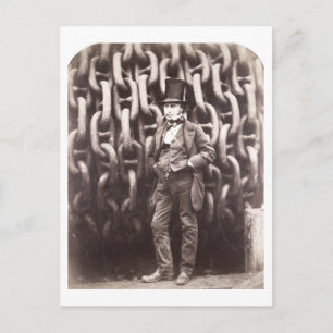 Isambard Kingdom Brunel, standing in front of the Postcard