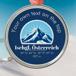 Ischgl Austria Österreich ski resort medal Metal Ornament