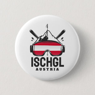 Ischgl Austria Ski Resort Retro Skiing 6 Cm Round Badge