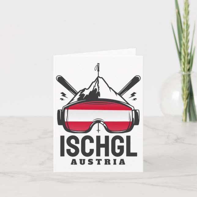 Ischgl Austria Ski Resort Retro Skiing  Card (Front)