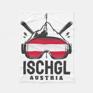 Ischgl Austria Ski Resort Retro Skiing Fleece Blanket