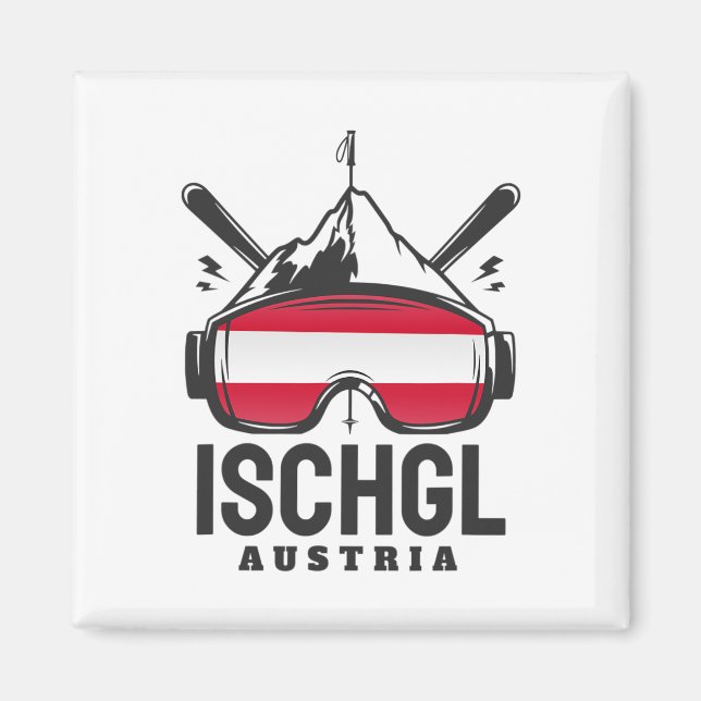 Ischgl Austria Ski Resort Retro Skiing  Magnet (Front)