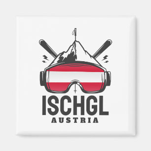 Ischgl Austria Ski Resort Retro Skiing Magnet