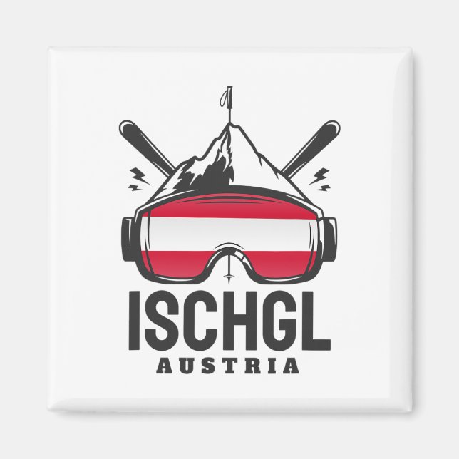 Ischgl Austria Ski Resort Retro Skiing  Magnet (Front)