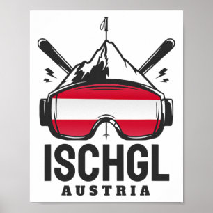 Ischgl Austria Ski Resort Retro Skiing Poster
