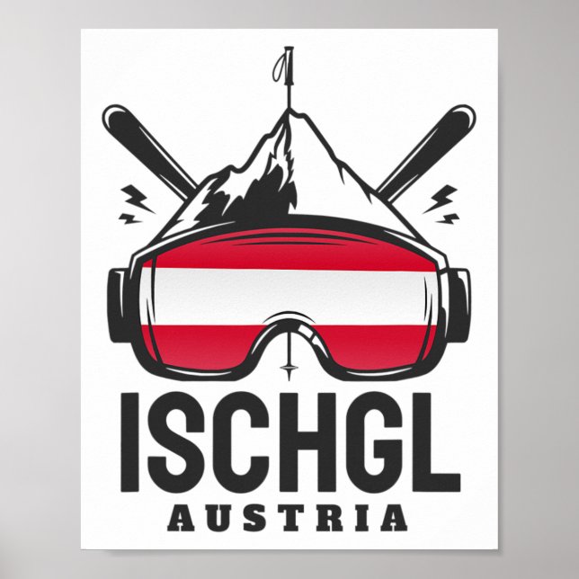 Ischgl Austria Ski Resort Retro Skiing  Poster (Front)