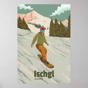 Ischgl Austria Snowboarding Travel Poster
