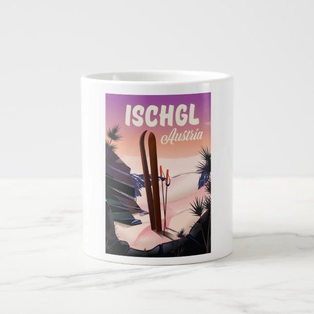 Ischgl Austria vintage ski poster. Large Coffee Mug (Front)