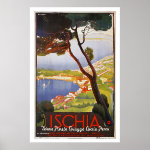 Ischia Island Italy summer travel ad Poster