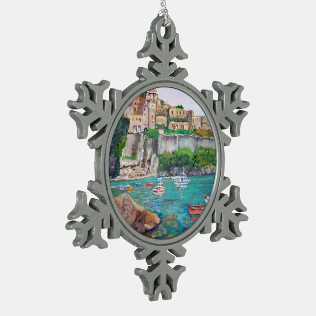 Ischia- Pewter Snowflake Ornament (Left)