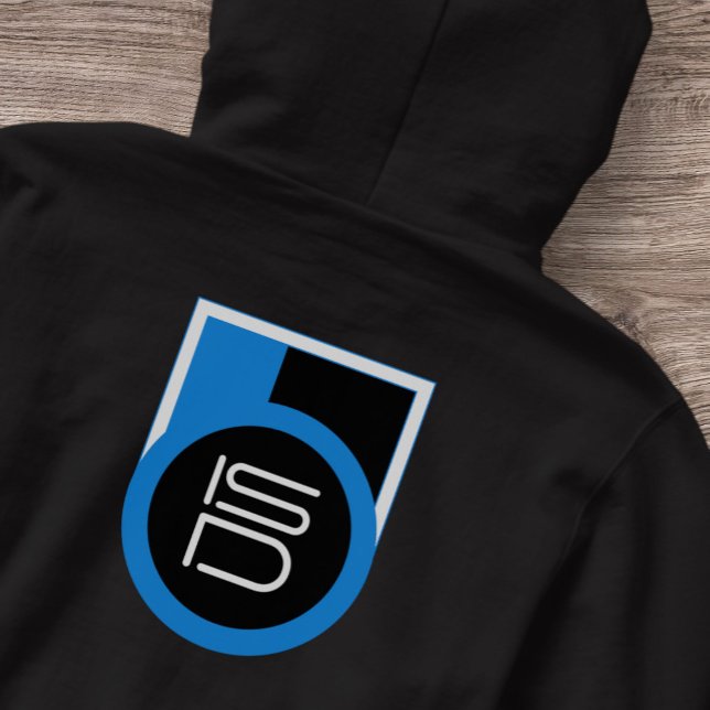 ISD Men's Black Blue White Back Print Streetwear  Hoodie (Creator Uploaded)