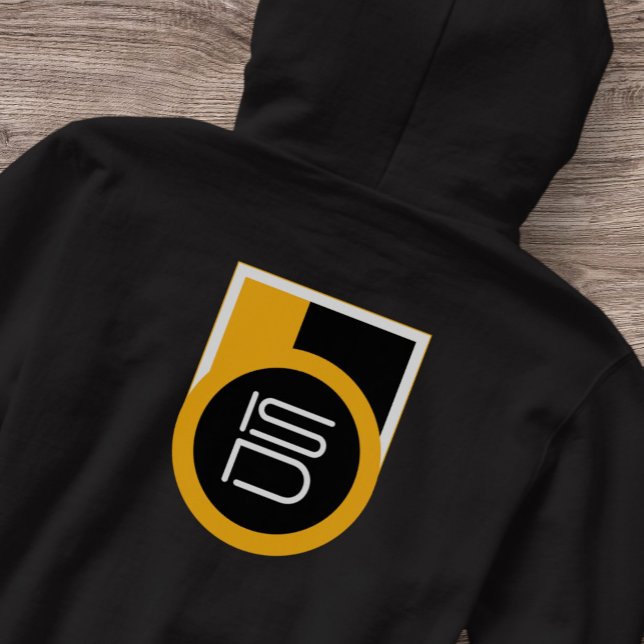 ISD Men's Black Gold Back Print Streetwear Retro  Hoodie (Creator Uploaded)