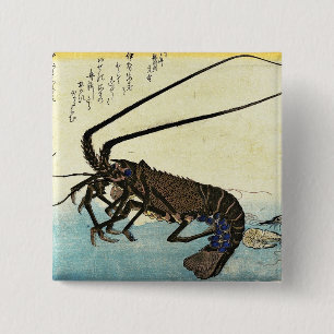 Iseebi & Ebi - Crawfish (Spiny Lobster) and Shrimp 15 Cm Square Badge
