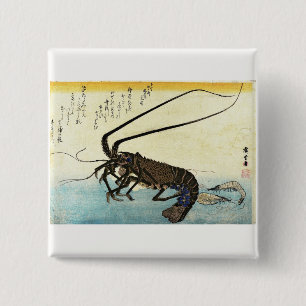 Iseebi & Ebi - Crawfish (Spiny Lobster) and Shrimp 15 Cm Square Badge