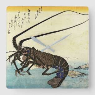 Iseebi & Ebi - Crawfish (Spiny Lobster) and Shrimp Square Wall Clock