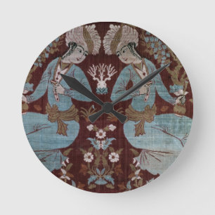 Isfahan style panel, Persian, 17th century (silk) Round Clock