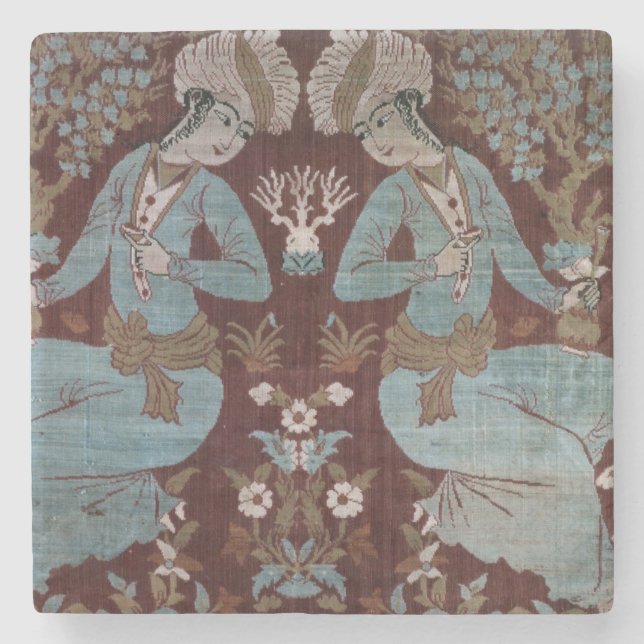 Isfahan style panel, Persian, 17th century (silk) Stone Coaster (Front)