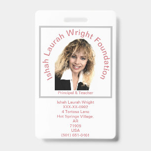 Ishah Laurah Wright Foundation University ID Badge