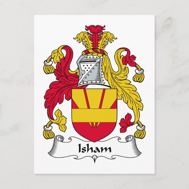 Isham Family Crest Postcard (Front)