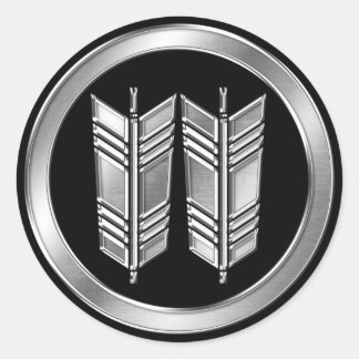 Ishida Clan Kamon Silver Chrome Classic Round Sticker