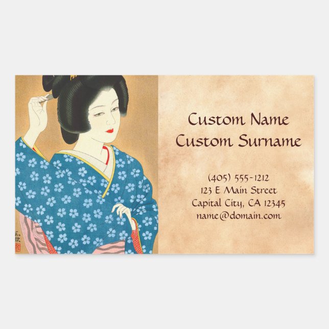 Ishida Waka Spring Sentiment japanese lady woman Rectangular Sticker (Front)