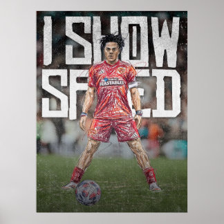 ishowspeed Inspired Football Illustration Poster